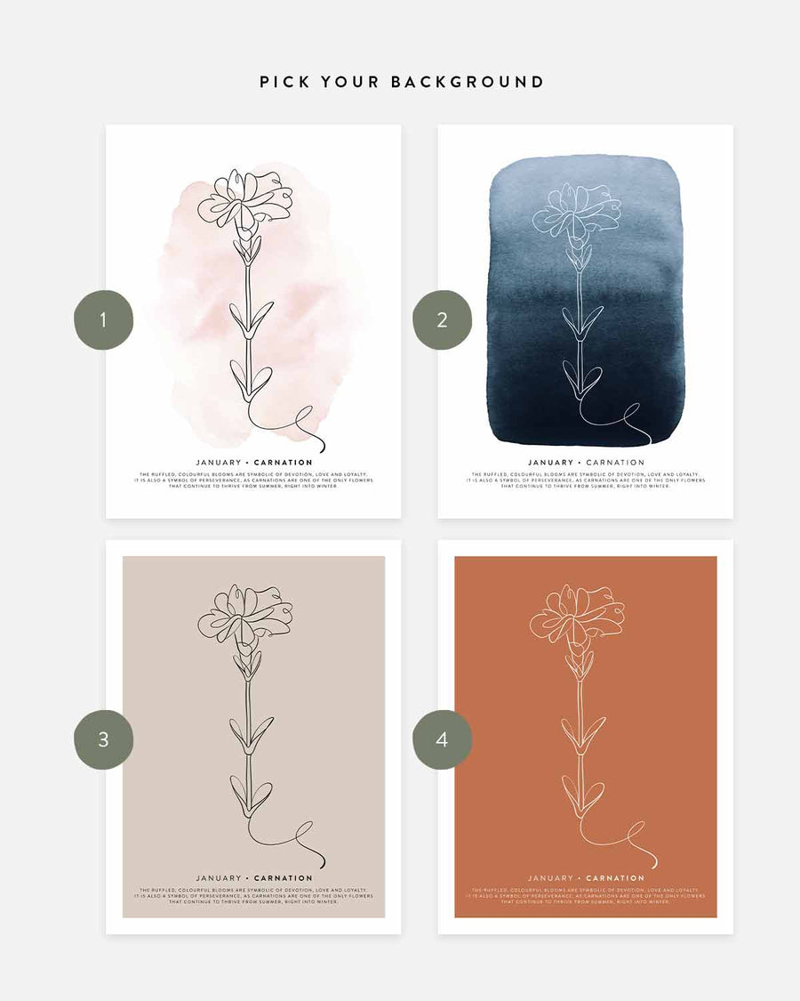 Birth month flower print | January - Carnation