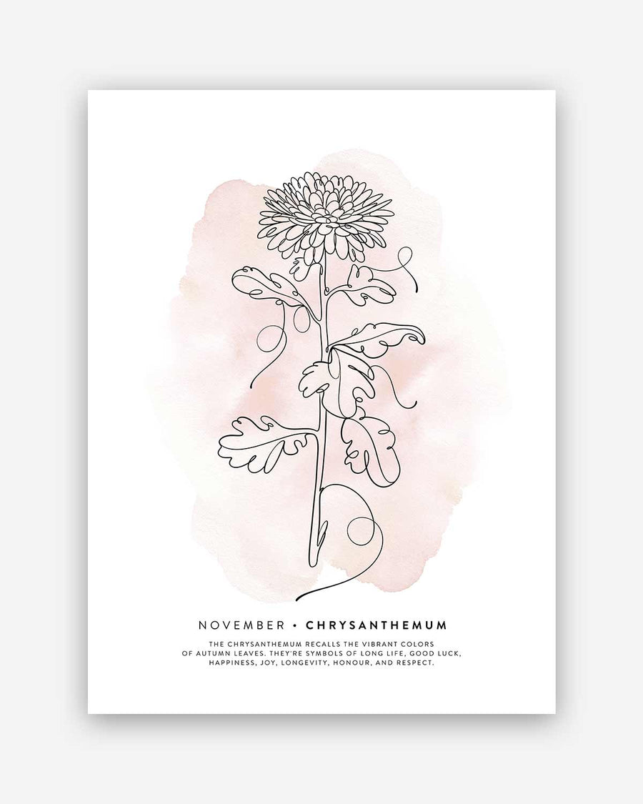 Minimalist Chrysanthemum for November Birth