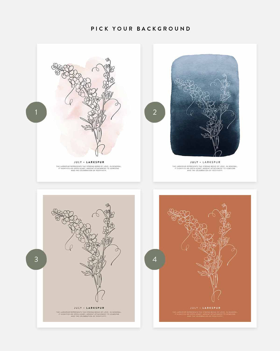 Birth month flower print | July - Larkspur